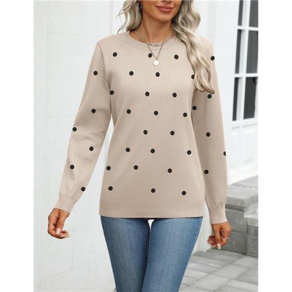 Womens Fall Sweater Long Sleeve Crew Neck Pullover Knit Top Casual Dressy Shirt - Picture 4 of 6
